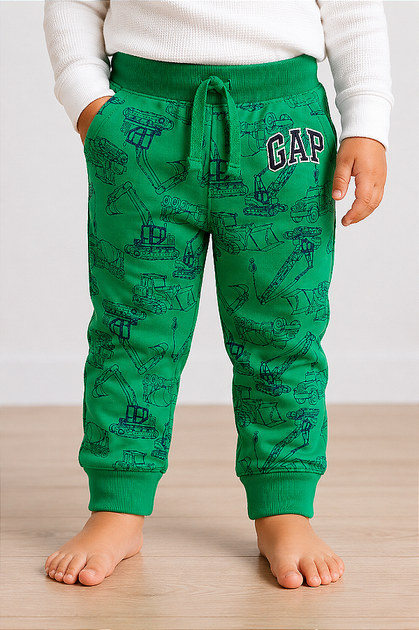 Calça de Moletom Infantil GAP Flanelada com Cós Ajustável e Punho Canelado - Construção Civil