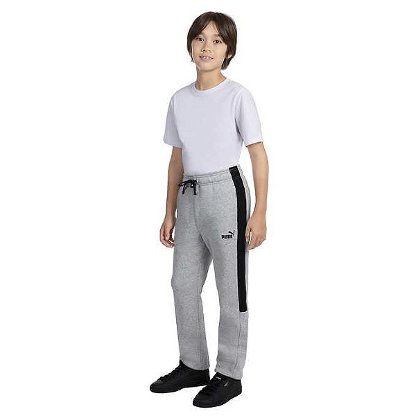 Calça de Moletom Puma - Cinza com listra Preto