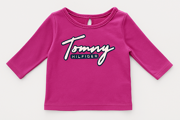 Camiseta Tommy, manga longa, em algodão - Pink