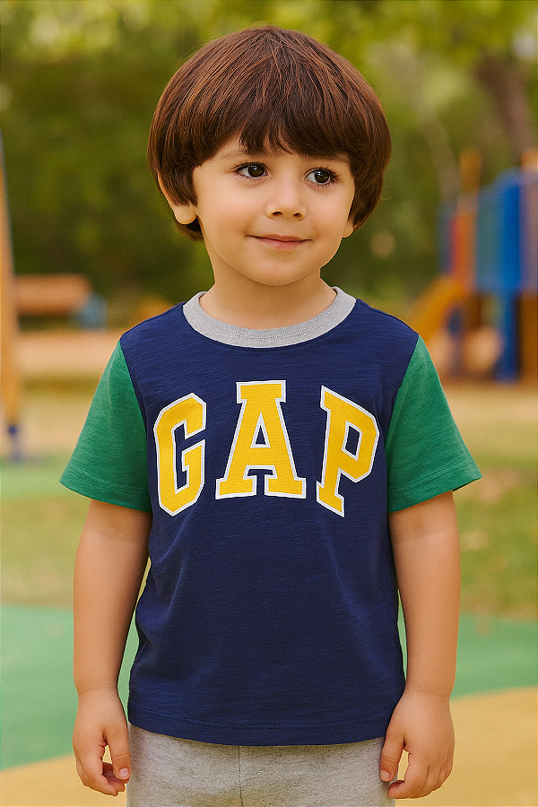 Camiseta GAP, manga curta, em algodão - Bloco de cores
