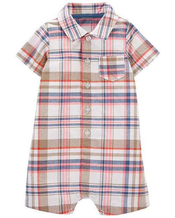 Romper Carter's gola polo - Xadrez