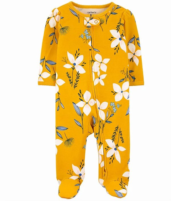 Pijama Carter's, de algodão - Floral/ Amarelo