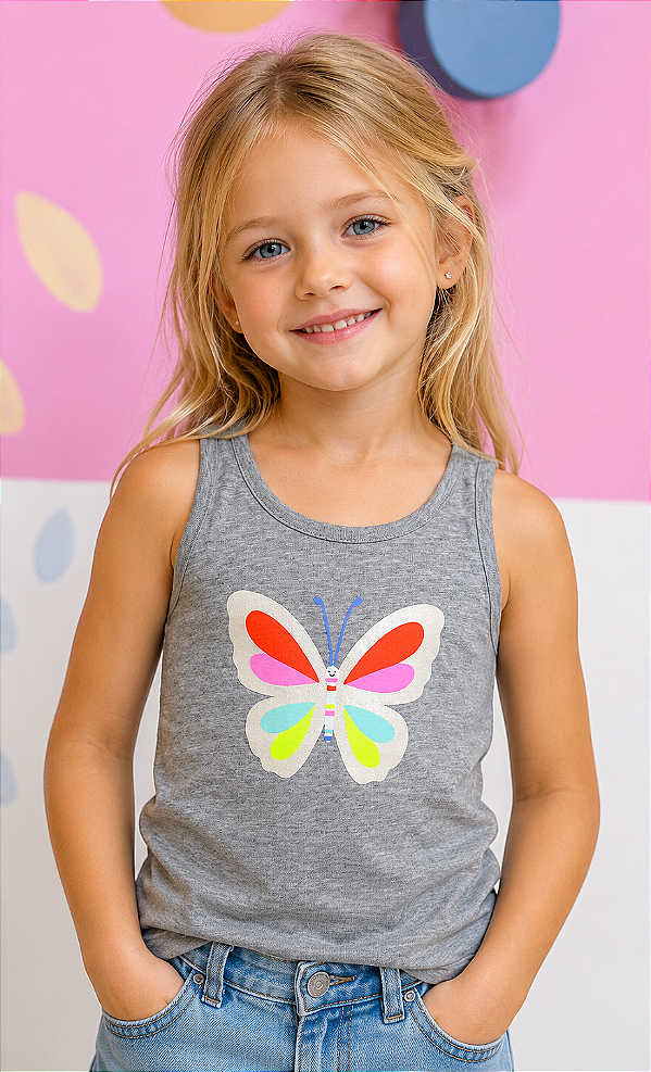 Camiseta GAP, regata, em algodão - Borboleta