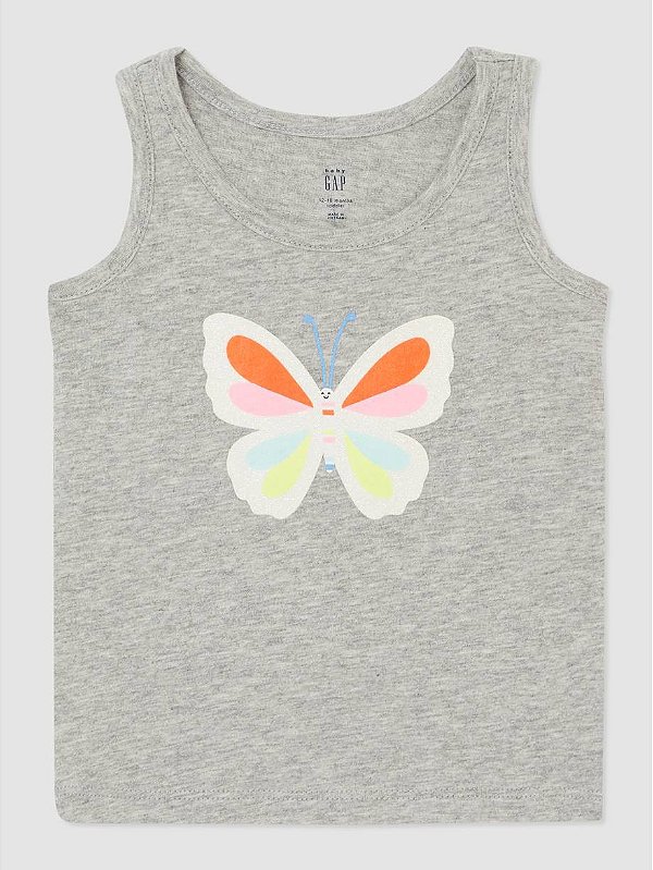Camiseta GAP, regata, em algodão - Borboleta