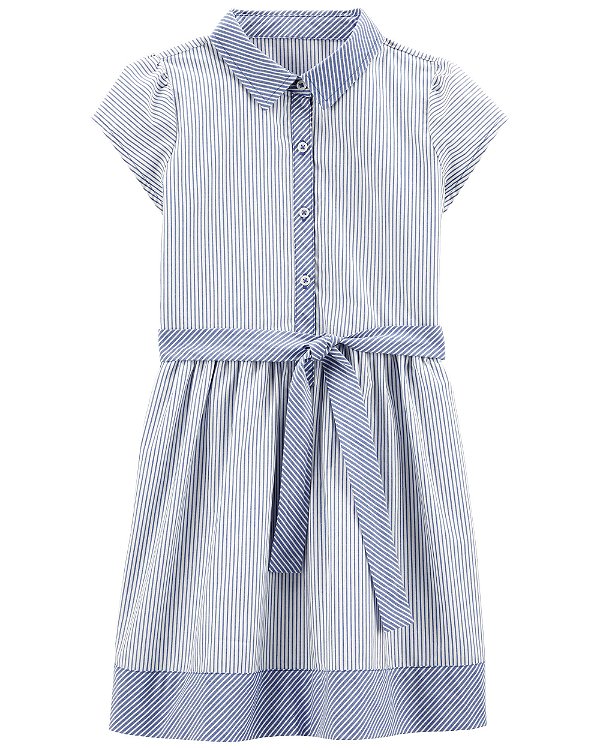 Vestido Evasê Carter´s Listrado - Branco/ Azul