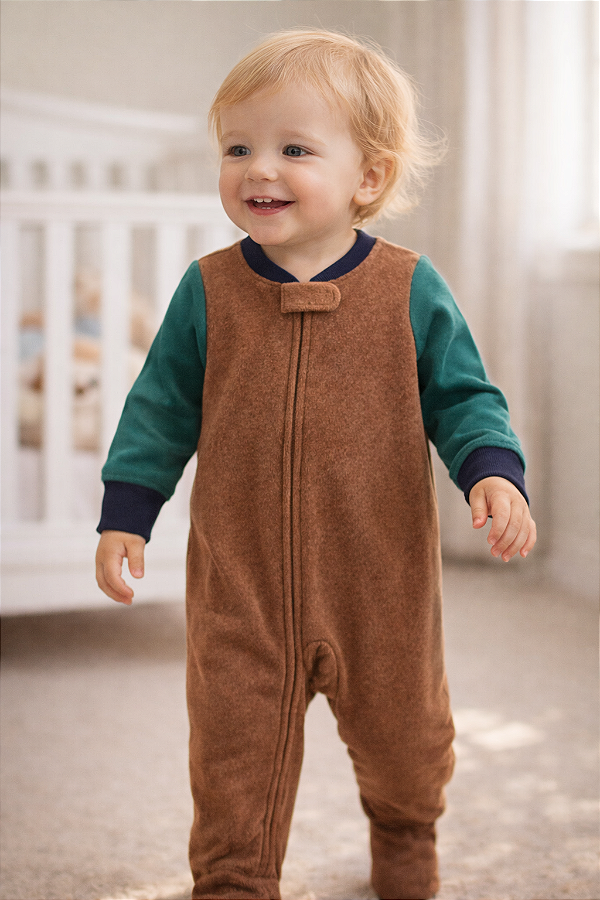Pijama/Macacão de inverno Carter's (Plush/ Fleece) - Bloco de Cores