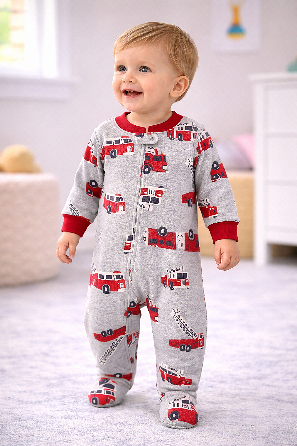 Pijama/Macacão de inverno Carter's (Plush/ Fleece) - Caminhão de Bombeiro