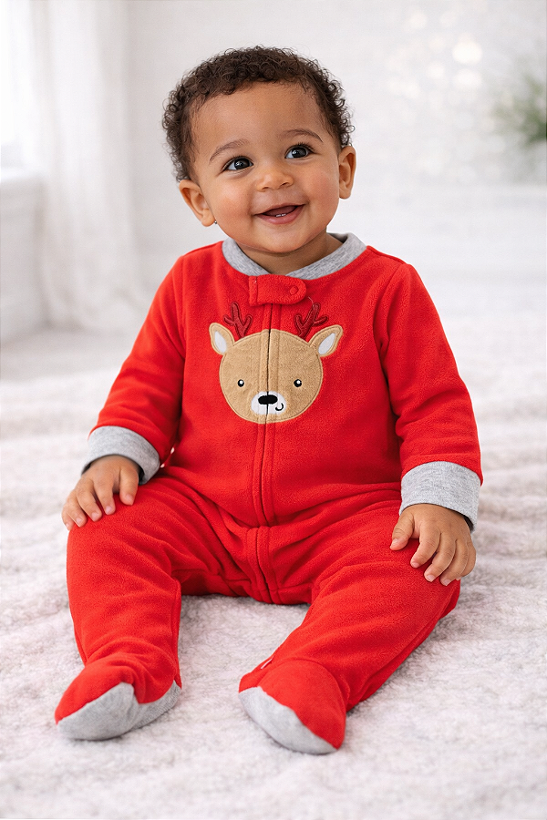 Pijama/Macacão de inverno Carter's (Plush/ Fleece) - Rena
