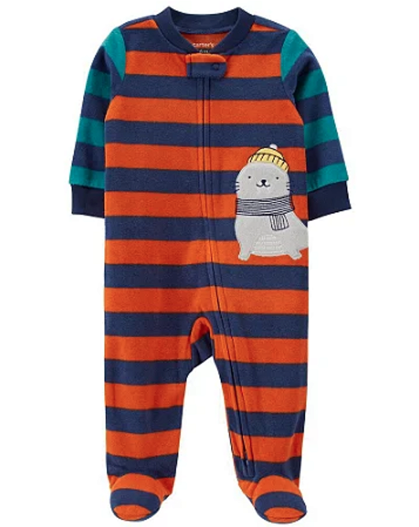 Pijama/Macacão de inverno Carter's (Plush/ Fleece) - Leão Marinho