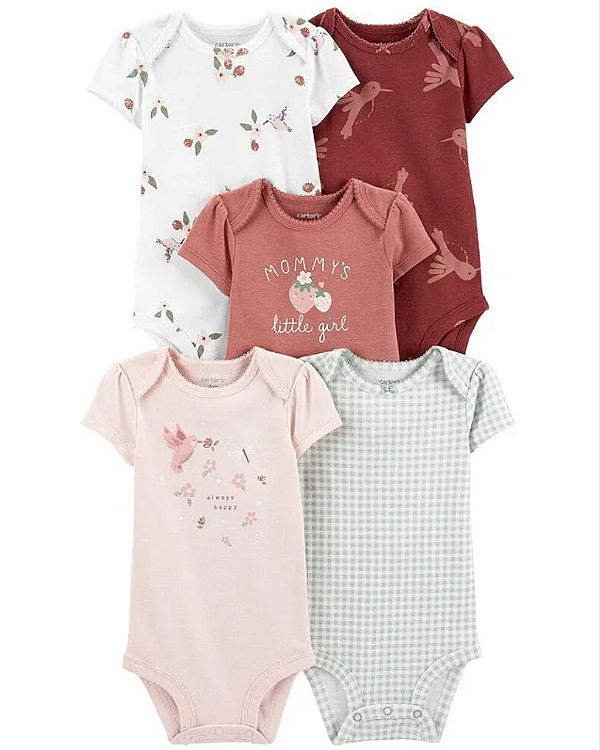 Kit de bodies Carter's - 5 bodies - Morangos