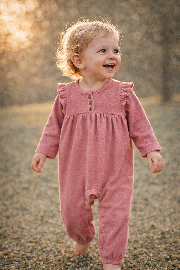 Macacão de inverno Carter's (Plush/ Fleece) - Rosa Clássico