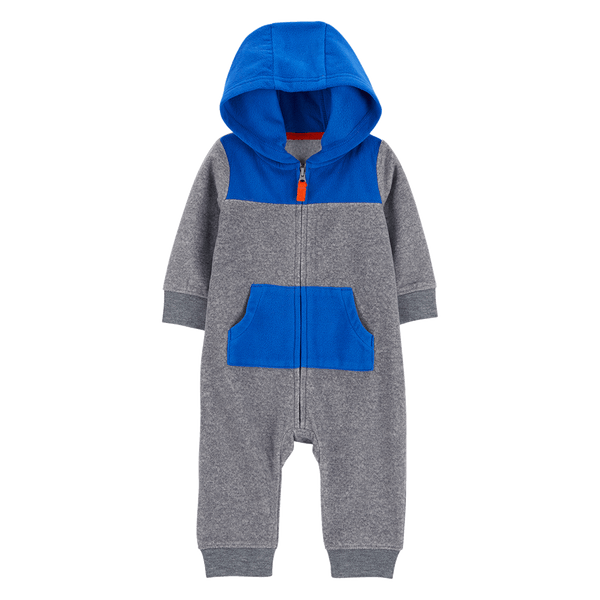 Macacão de inverno Carter's (plush/ fleece) - Azul/Cinza