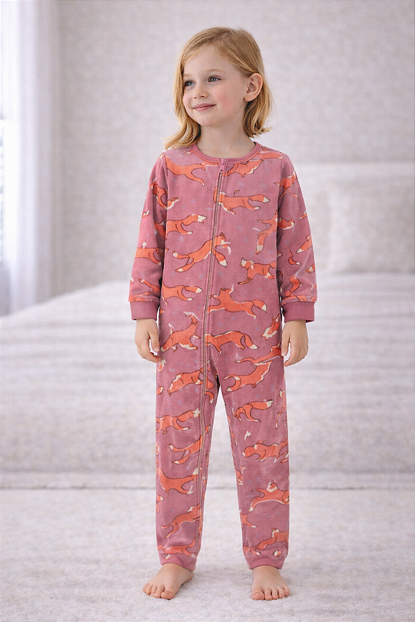 Pijama/Macacão de inverno Carter's (Plush/ Fleece) - Raposa