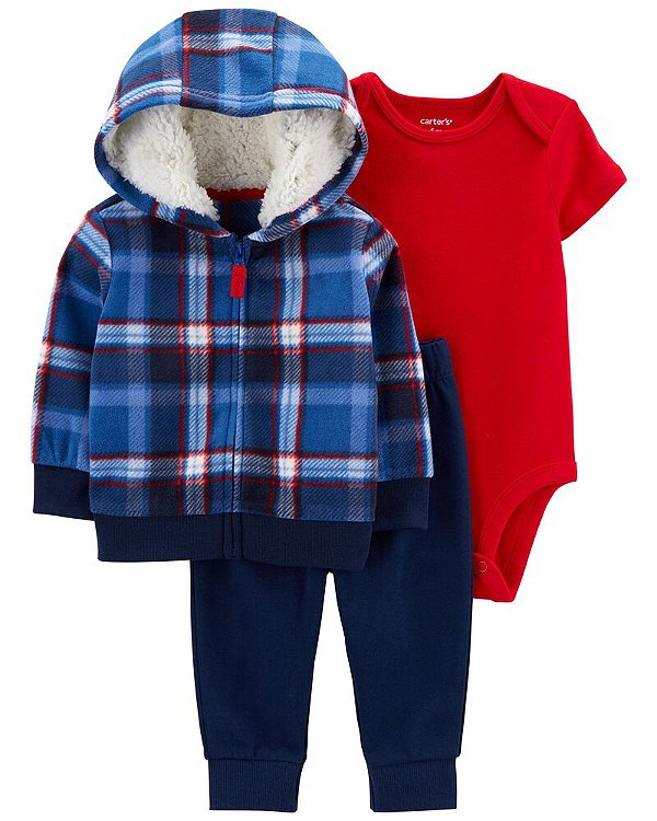 Conjunto Carter's de inverno - Agasalho, body e calça - Xadrez
