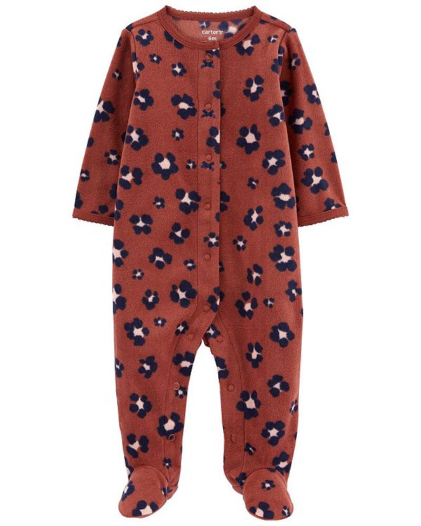 Pijama/Macacão de inverno Carter's (Plush/ Fleece) - Leopardo/ Marron