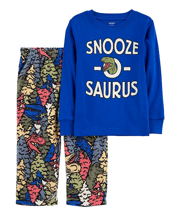Pijama de inverno Carter's (Algodão/ Fleece) - Dinossauros