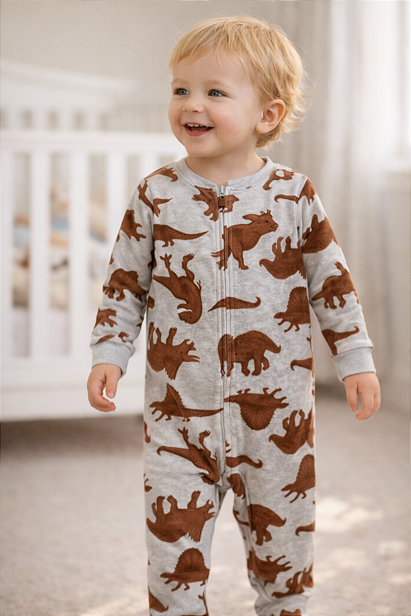 Pijama/Macacão de inverno Carter's (Plush/ Fleece) - Dinossauros