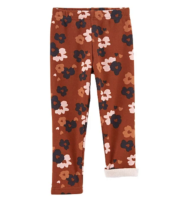 Legging de Inverno Carter's, Forrada de pelúcia - Floral/ Marrom