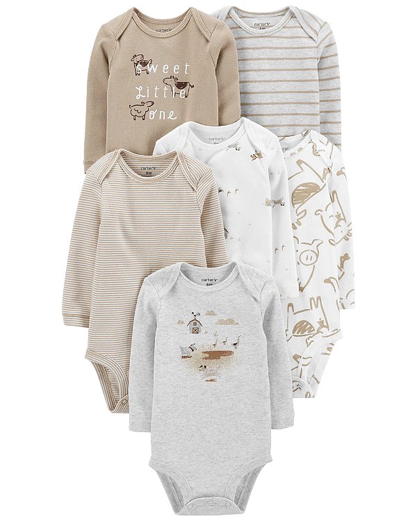 Kit de bodies Carter's - 6 bodies manga longa