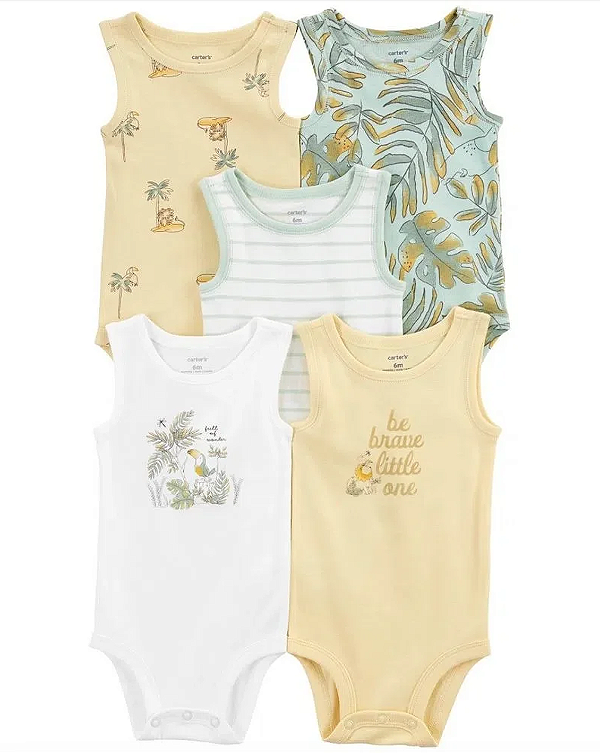 Kit de bodies Carter's - 5 bodies regata - Selva