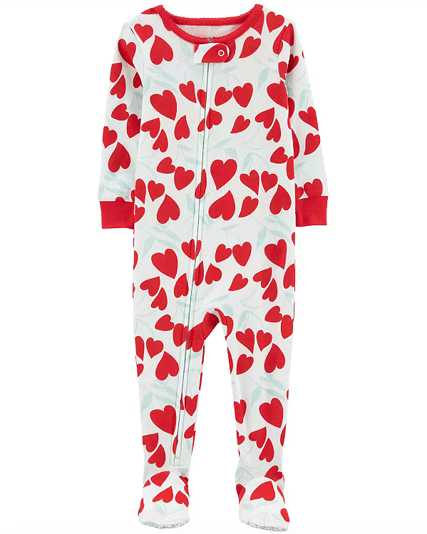 Pijama/Macacão Carter's, de algodão - Corações