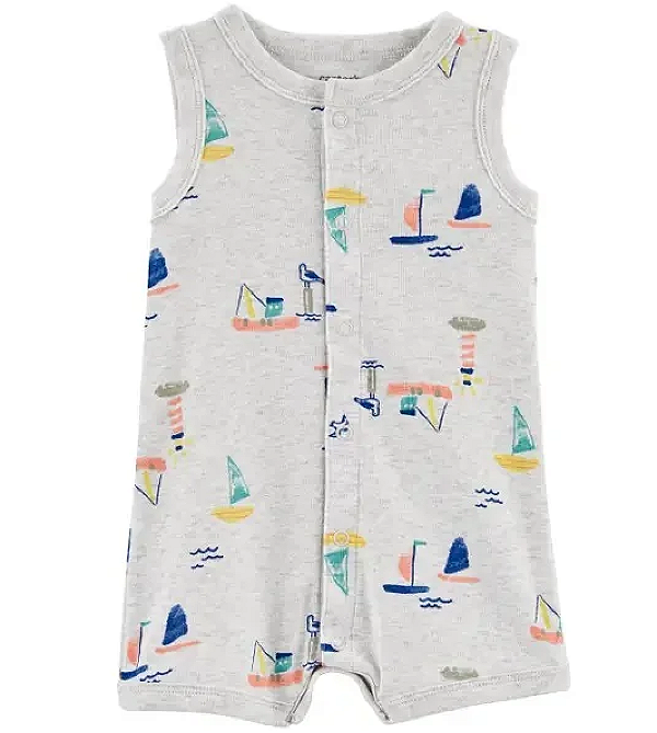 Romper / Macacão Carter’s em Algodão, com Botões – Estampado