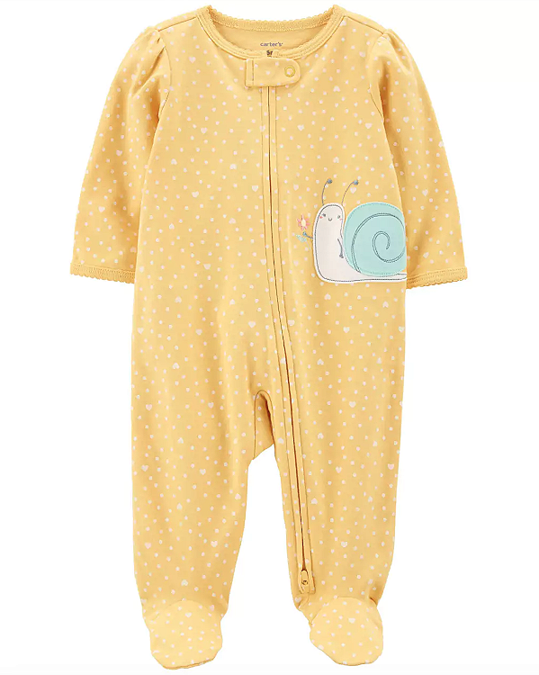 Pijama/Macacão Carter's, de algodão - Amarelo/ Caramujo