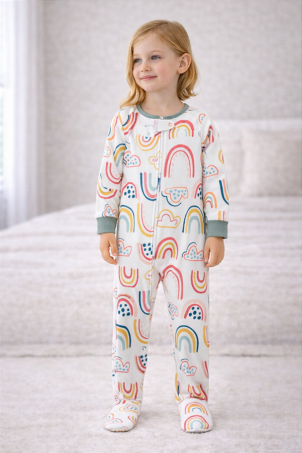 Pijama/Macacão de inverno Carter's (Plush/ Fleece) - Arco-íris