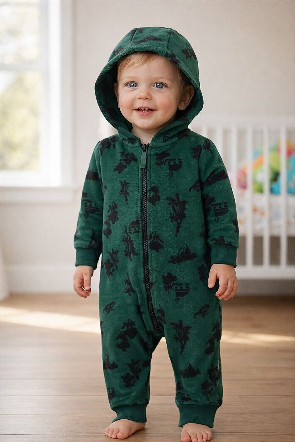 Macacão de inverno Carter's (Plush/ Fleece) - Verde/ Preto