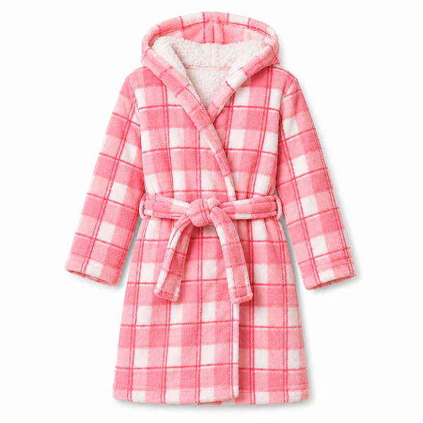 Roupão Quentinho e Macio Infantil, Com Capuz Peluciado, Pekkle - Rosa