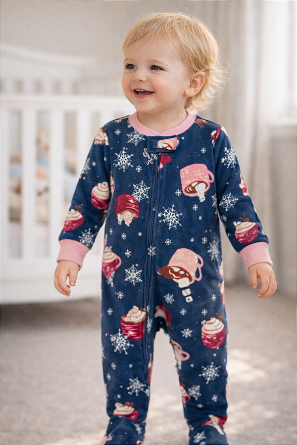 Pijama/Macacão de inverno Carter's (Plush/ Fleece) - Chocolate quente