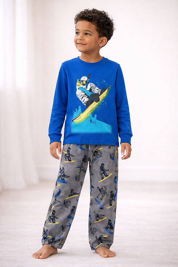 Pijama Carter's, 2 peças - Azul/ Cinza