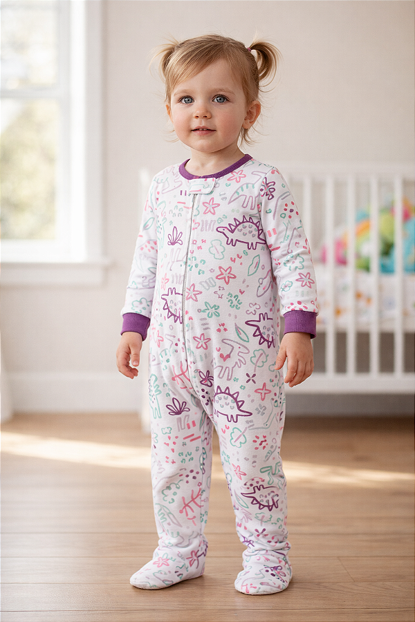 Pijama/Macacão de inverno Carter's (Plush/ Fleece) - Dino