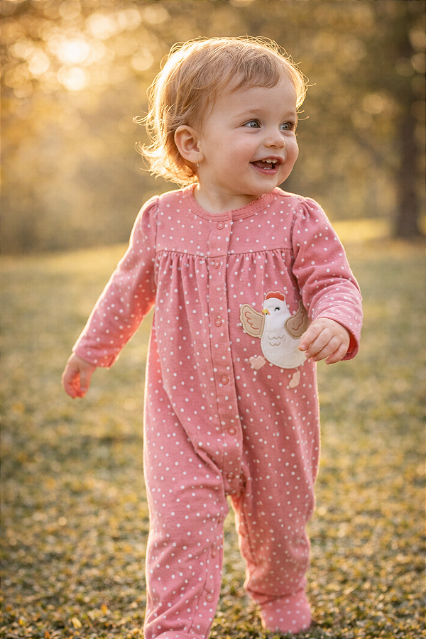 Pijama Carter’s Algodão Macacão com Pezinhos – Rosa/ Poá