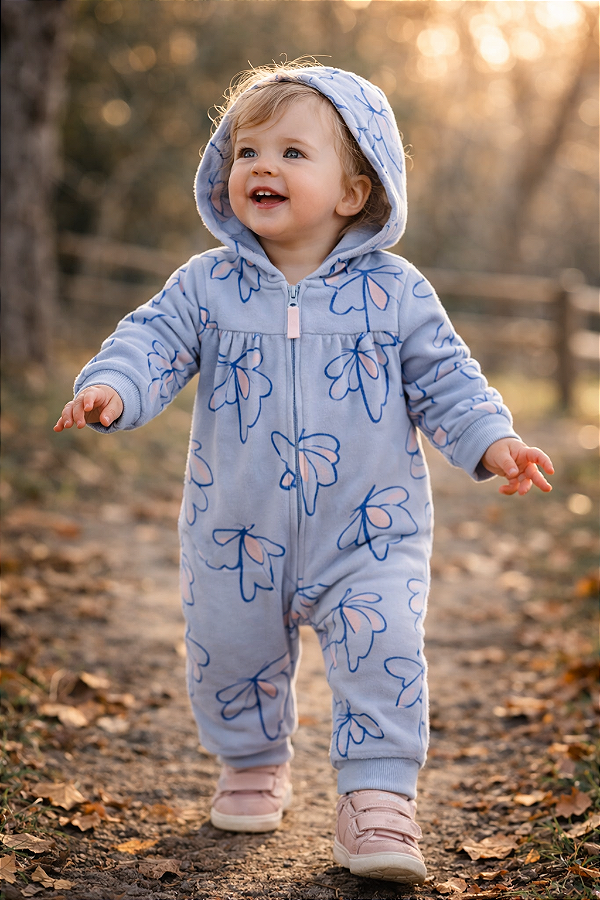 Macacão de inverno Carter's (moletom) - Borboletas