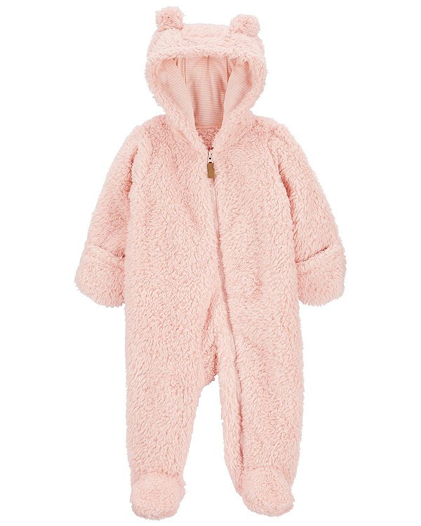 Macacão de inverno Carter's (Plush/ Fleece) - Rosinha/ Pelúcia