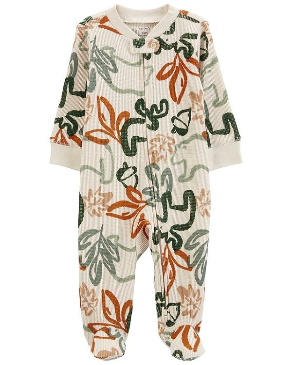Pijama/Macacão Carter's de algodão térmico - Verde/ Bege