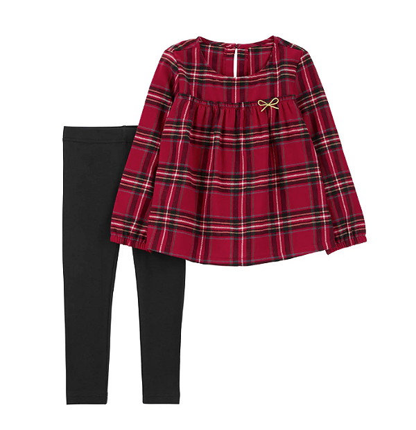 Conjunto Carter's - Bata xadrez flanelada e legging