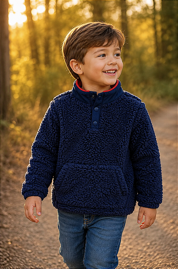 Moletom Infantil Carter’s Sherpa Teddy Fleece Original - Azul/ Vermelho