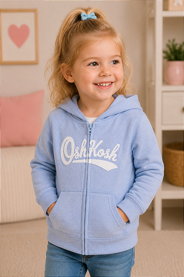 Moletom OshKosh Flanelado, com zíper - Clássico/ Lilás