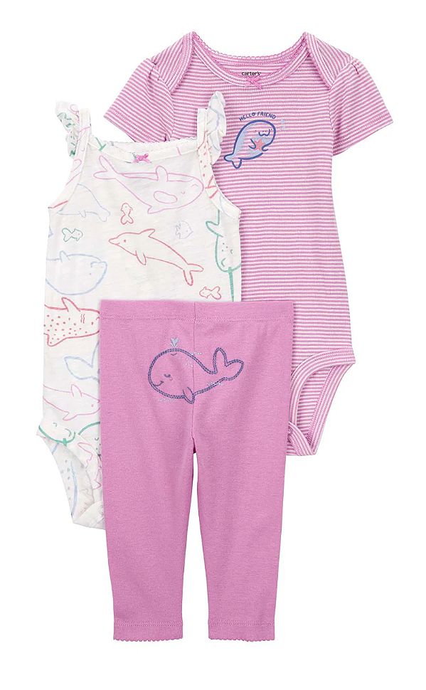 Conjunto Carter's - 2 bodies e calça - Golfinhos