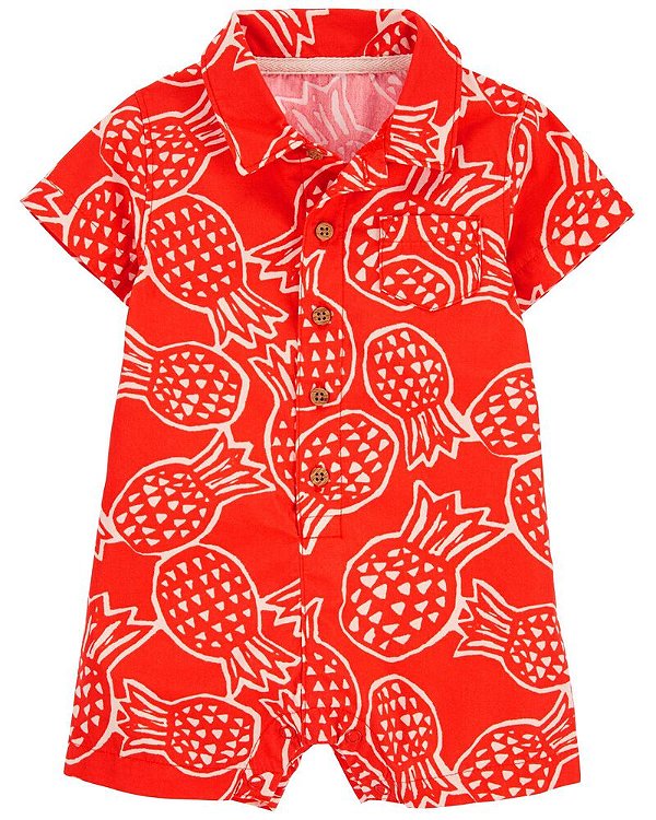 Romper Carter's gola polo - Abacaxi