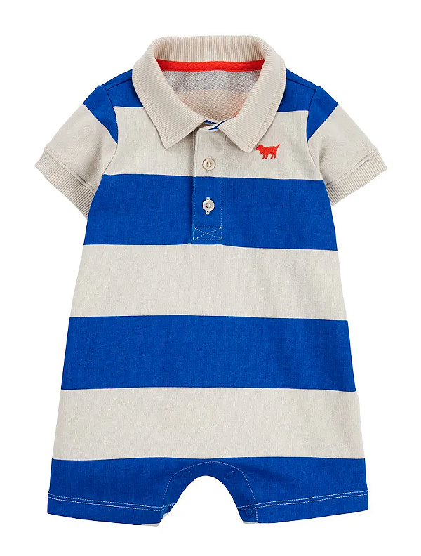 Romper Carter's gola polo - Azul/ Bege