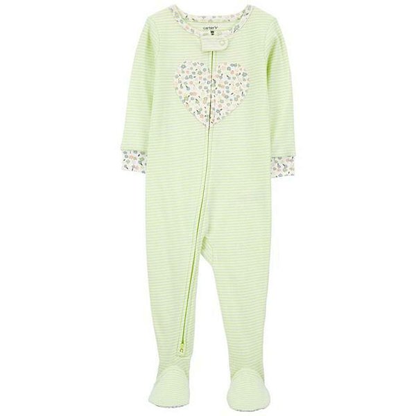 Pijama Carter's, de algodão - Coração/ Verde