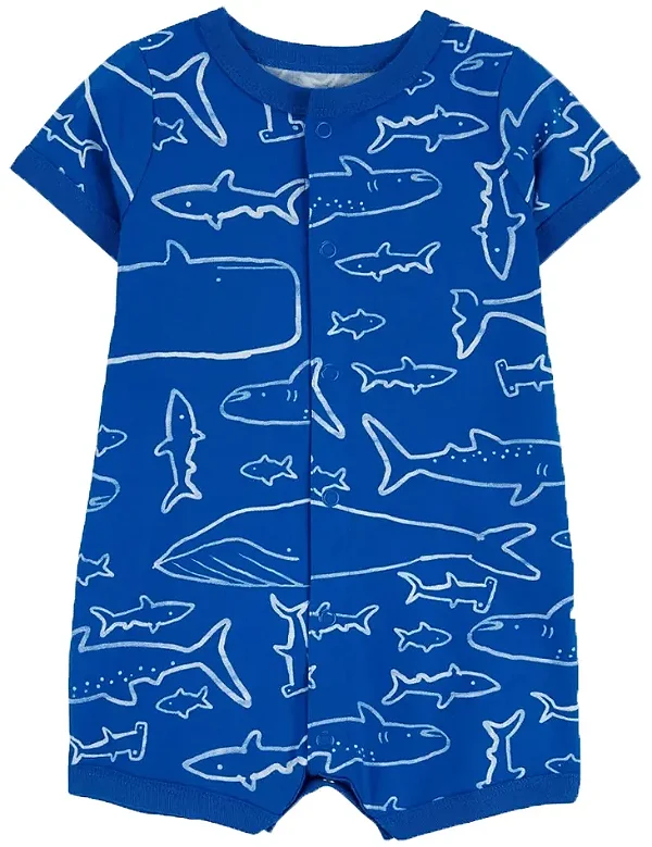 Romper Carter's Regata 100% algodão - Fundo do mar/ Azul