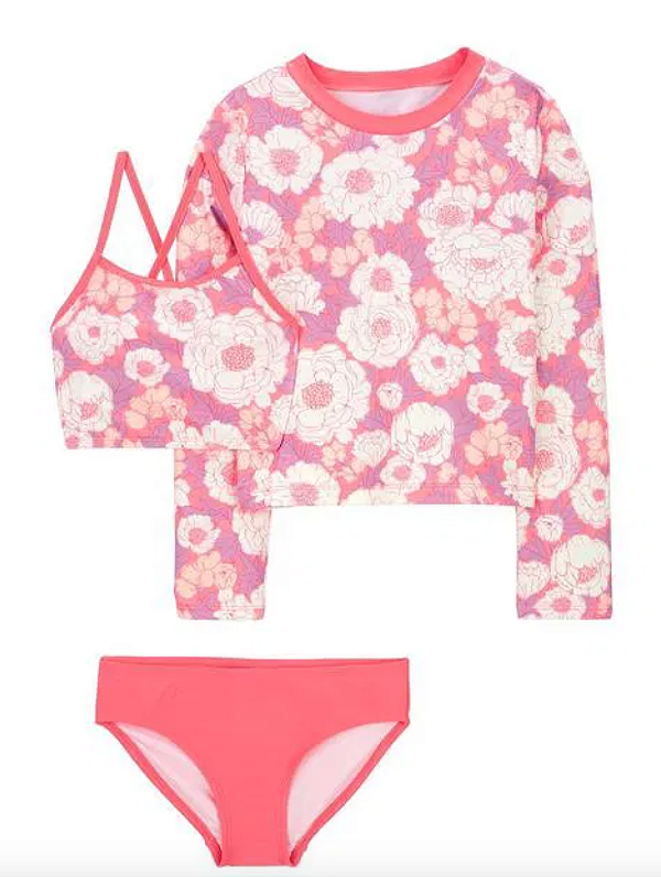 Conjunto OshKosh de praia, infantil, 3 peças - Floral
