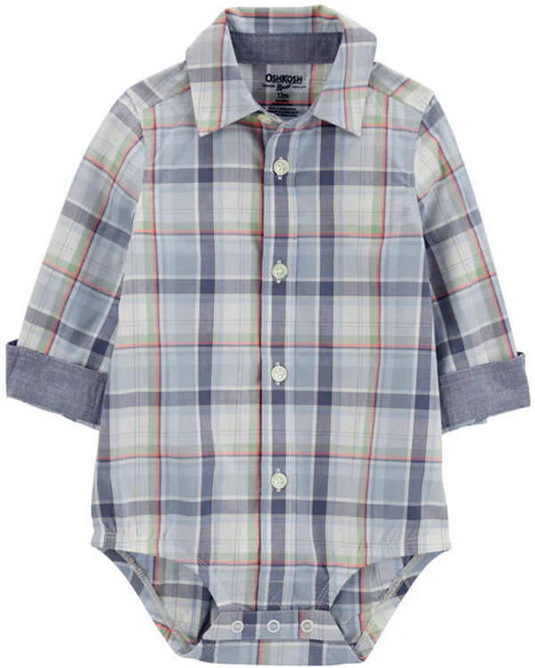 Body-camisa Carter's - Xadrez/Botões