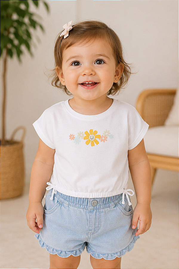 Blusinha Carter's manga curta - Girassol