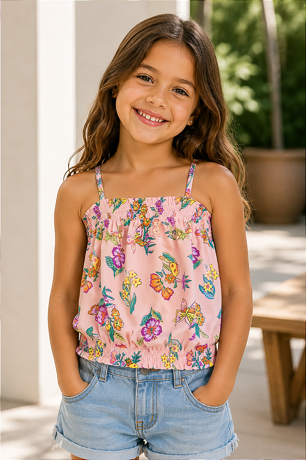 Blusinha Carter's de alcinhas, em algodão - Floral