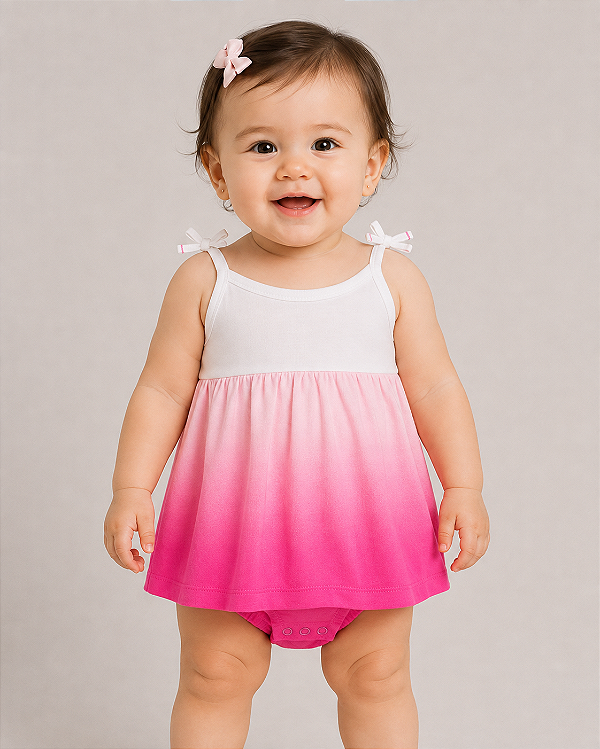 Body-vestido Carter's - Rosa/Branco